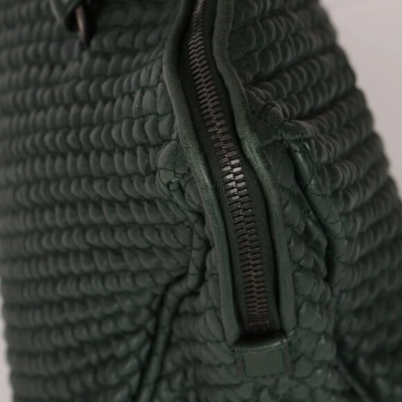 Bottega Veneta Intrecciato Green Top Handle Bag Woven Leather - Picture 13 of 15